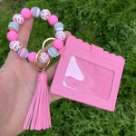 Fashion Creative Multicolor Silicone Bead Bracelet Keychain Multi-Card Wallet - Image 4