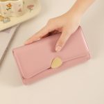 Women Fashion Casual Solid Color Litchi Pattern Triple Folding Long Wallet - Image 5