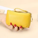 Women Fashion Casual Solid Color Soft Cowhide Zipper Small Wallet - Image 6