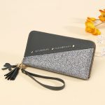 Women Fashion Color Contrast Zipper Large Capacity Long Wallet - Image 6