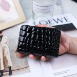 Women Fashion Solid Color Double Zipper Short Crocodile Pattern Multi-Card Wallets - Image 6