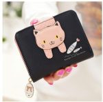 Women Cute Cartoon Cat Pattern Zipper Design Multi-pocket PU Wallet - Image 3