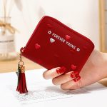 Women Fashion Cartoon Multicolor Heart Tassel Zipper Mini Wallet - Image 6