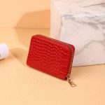Unisex Fashion Crocodile Pattern Lacquered Multi-Card Zip Mini Wallet - Image 6
