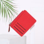 Women Fashion Simple Solid Color Litchi Zipper Wallet - Image 6