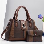 Women Fashion Casual Color Block Large Capacity Pu Handbag Two-Piece Set - Image 5
