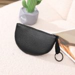 Women Fashion Solid Color Litchi Pattern Half-Round Zipper Wallet - Image 6
