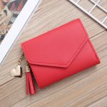 Wholesale Women Fashion Simple Solid Color Tassel Pendant Three-Fold Wallet - Image 6