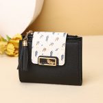 Wholesale Women Fashion Leaf Print Tassel Pendant Square Mini Wallet - Image 6