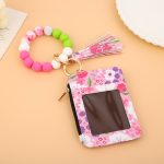 Wholesale Women Fashion Floral Printed Silicone Bead Bracelet Keychain Card Bag - Image 4