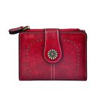 Wholesale Women Fashion Retro Solid Color Oil Leather Hollow-Out Multifunctional Zipper Wallet - Image 5