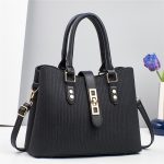 Wholesale Women Fashion Casual Solid Color Vertical Stripes Large Capacity Handbag - Image 5