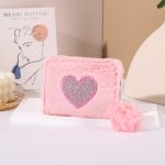 Wholesale Women Fashion Cute Plush Love Embroidered Zipper Wallet - Image 4