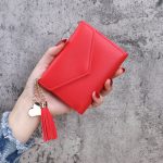 Wholesale Simple Solid Color 3 Fold Tassel Wallet - Image 6