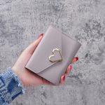 Wholesale Simple Solid Color Metal Heart-Shaped 3-Folding Wallet - Image 6
