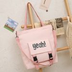 Wholesale Student Campus Large-Capacity Square Canvas Shoulder Tote Bag Letter Shopping Bag - Image 16