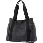 Wholesale Women Casual Solid Color Large Capacity Clutch One Shoulder Tote Canvas Bag - Image 6