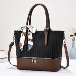 Wholesale Women Fashion Casual Color Block Stone Pattern Zipper Ribbon Large Capacity Handbag - Image 5