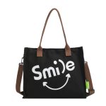 Wholesale Autumn And Winter Letters Contrast Canvas Shoulder Bag Women'S Large Capacity Casual Tote Bag Smiley Printed Canvas Bag - Image 6