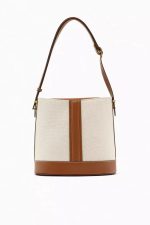 Wholesale Women Fashion Large Capacity Canvas Colorblock Shoulder Bucket Bag - Image 5