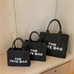 Women Fashionable Solid Color Large Capacity Letter Canvas Tote Bag - Image 6