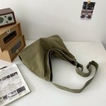 Wholesale Women Casual Solid Color Canvas Large Capacity Shoulder Bag - Image 6