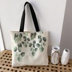 Wholesale Women Simple Leaf Print Large-Capacity Canvas Tote Bag - Image 5