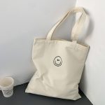 Wholesale Women Fashion Smiley Print Large Capacity Canvas Tote Bag - Image 6