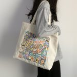 Wholesale Women Simple Fashion Embroidered Large Capacity Canvas Tote Bag - Image 5