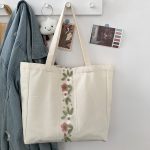 Wholesale Women Fashion Floral Embroidered Large Capacity Canvas Tote Bag - Image 5