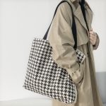 Wholesale Women Fashionable Large Capacity Houndstooth Canvas Tote Bag - Image 6