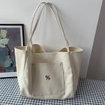 Wholesale Women Simple Large Capacity Solid Color Canvas Tote Bag - Image 6