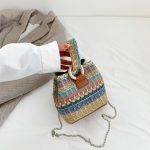 Wholesale Women Fashion Retro Multicolor Straw Bucket Bag - Image 9