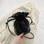Women Fashion Casual Solid Color Drawstring Bucket Crossbody Bag - Image 6