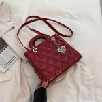 Wholesale Women Fashion Solid Color Heart Diamond Square Handle Crossbody Bag - Image 6