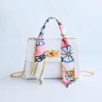 Fashion Solid Color Silk Scarf Hand Chain Crossbody Bag - Image 6