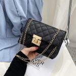 Wholesale Women Basic Flap Buckle Design Rhombus Stitching Solid Color PU Crossbody Bag - Image 4