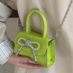 Women Fashion Solid Color Rhinestone Bowknot Crossbody Bag - Image 6