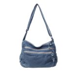 Wholesale Women Fashion Casual Large Capacity Zipper Denim Crossbody Bag - Image 6