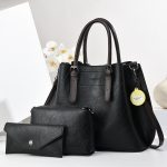 Women Retro Casual Solid Color Soft PU Handbag Three-Piece Set - Image 5