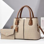 Wholesale Women Fashion Casual Rhombus Printed Large Capacity Handbag Two-Piece Set - Image 3