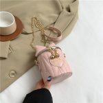 Wholesale Fashion Cute Mini Solid Color Bowknot Zipper Cylindrical Crossbody Bag - Image 5