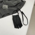 Wholesale Women Fashion Mini Solid Color Tassel Mobile Phone Crossbody Bag - Image 6