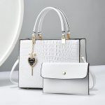 Wholesale Women Fashion Bright Leather Bag Crocodile Stone Pattern Large Capacity Handbag Set - Image 4