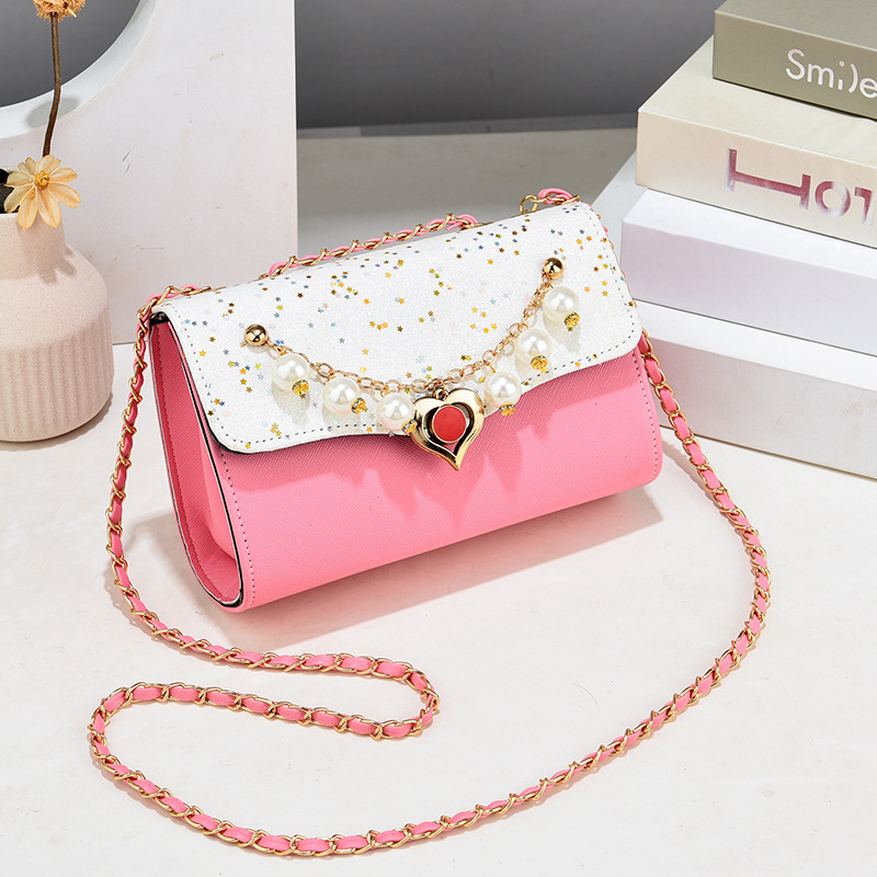 color_0-1941 Wholesale Stylish Sequin Square Chain Trim Crossbody Bag - Image 1