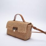 Wholesale Women Casual Flap Buckle Weave Design Straw Crossbody Bag