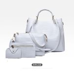 Women'S Fashion Retro Solid Color Crocodile Pattern Bucket Bag Four-Piece Bag Set - Image 6