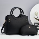 Wholesale Women Fashion Casual Solid Color Bag Large Capacity Handbag Two-Piece Set - Image 4
