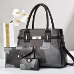 Wholesale Women Fashion Casual Bag Stitching Large-Capacity Handbag Three-Piece Set - Image 2