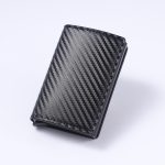 Men'S Fashion Solid Color Rfid Multi-Card Ultra-Thin Carbon Fiber Card Holder Wallet